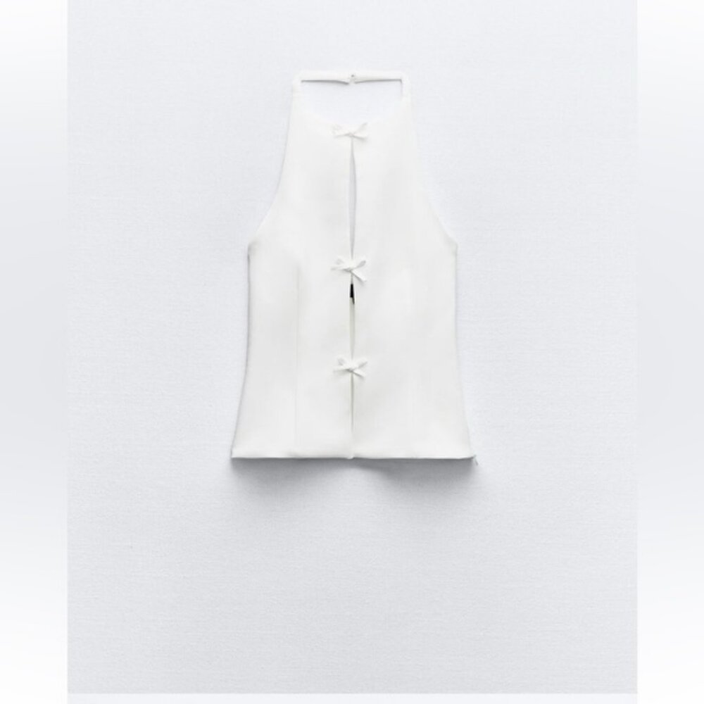 ZARA BOW HALTER TOP - Picture 6 of 9